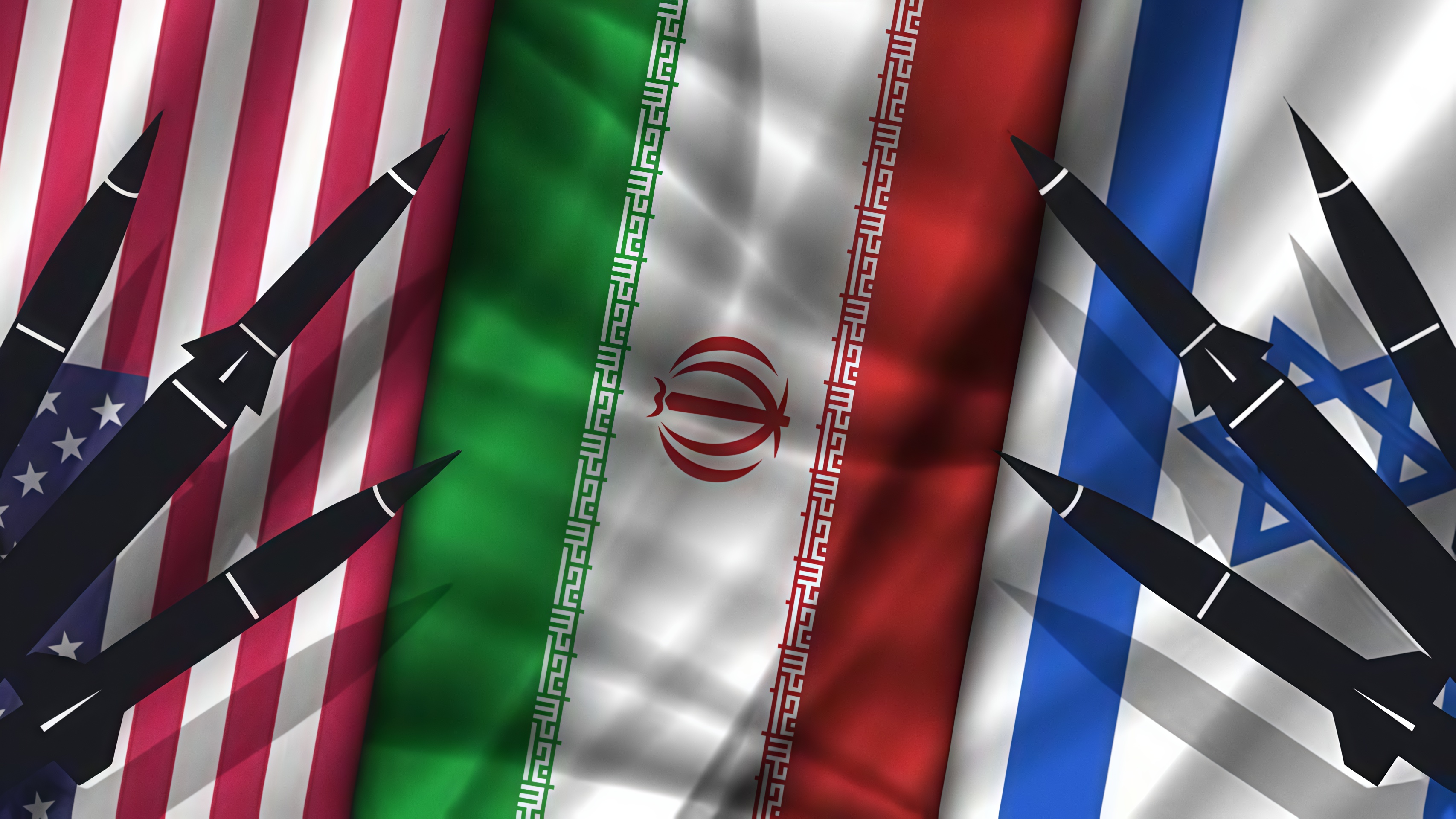 флаги Ирана, Израиля и США