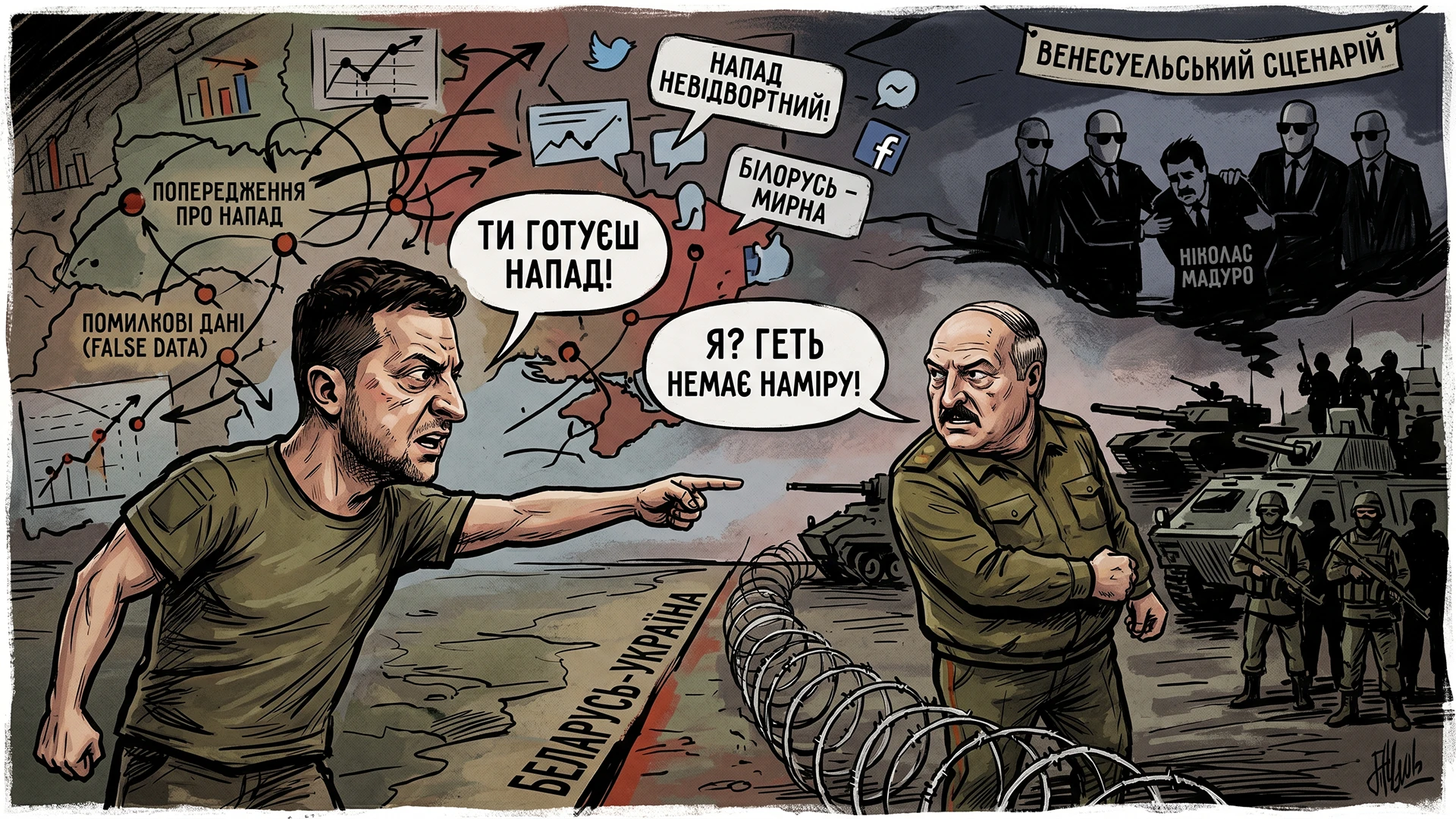 шарж, Зеленский грозит пальцем Лукашенко