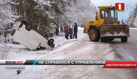В пригороде Светлогорска перевернулся фургон В пригороде Светлогорска перевернулся фургон