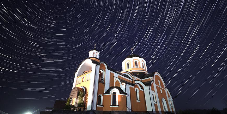 Усыпанное звездами февральское небо над Гродненской областью