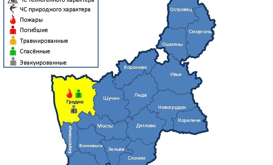   За сутки в области произошел 1 пожар, 2 человекa спасены, 43 эвакуированы 