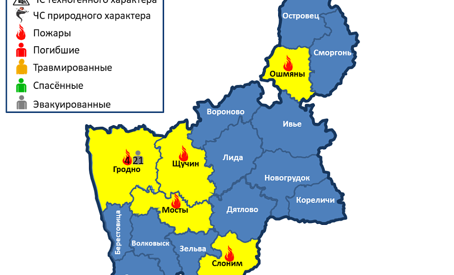 На территории Гродненской области произошло 8 пожаров