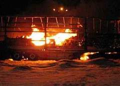 В пункте пропуска "Берестовица" сгорела польская фура с автозапчастями