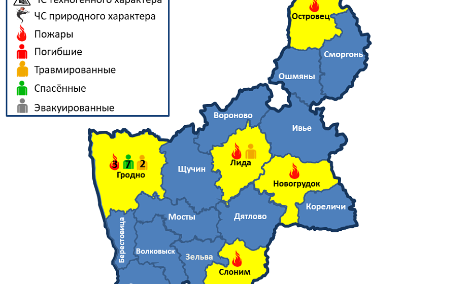 Травмировано 3 человека, 7 человек спасено. На территории области произошло 7 пожаров