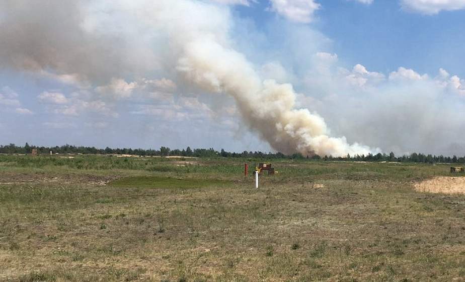 Почти сотня людей и 20 единиц техники тушили пожар под Гродно