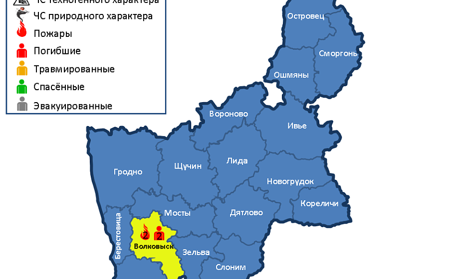 За сутки на территории области произошли 2 пожара, в Волковысском районе погибли 2 человека