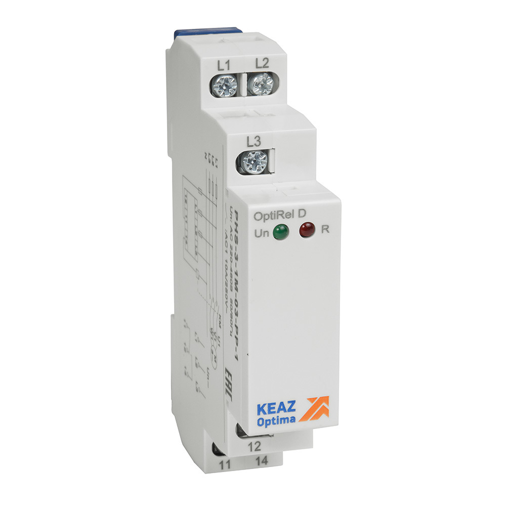 Реле контроля фаз КЭАЗ 331997 OptiRel D PHS-3-1M-03-PP-2 чередования обрыва фаз 3Ф 2СО