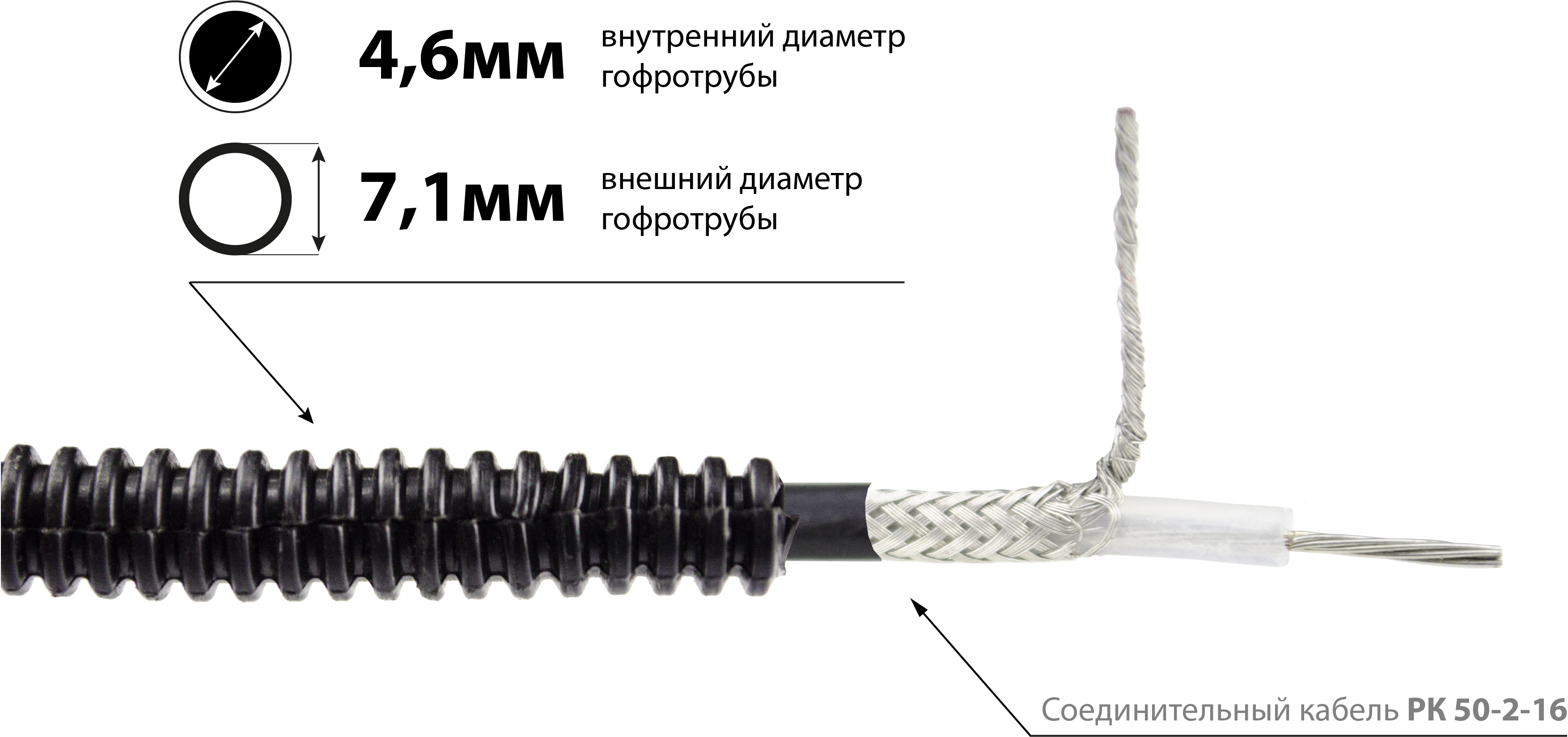 Труба гофрированная ПП, разрезная d4.6 мм