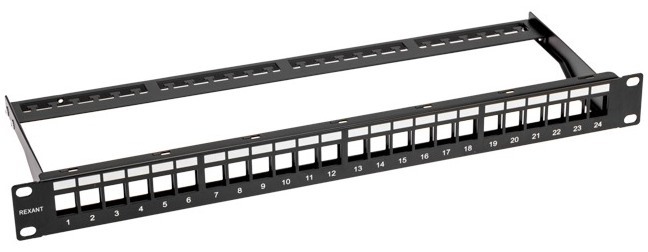 Патч-панель 02-0053 ∙ Панель коммутационная наборная 19", 1U, 24 порта, UTP Rexant PRO