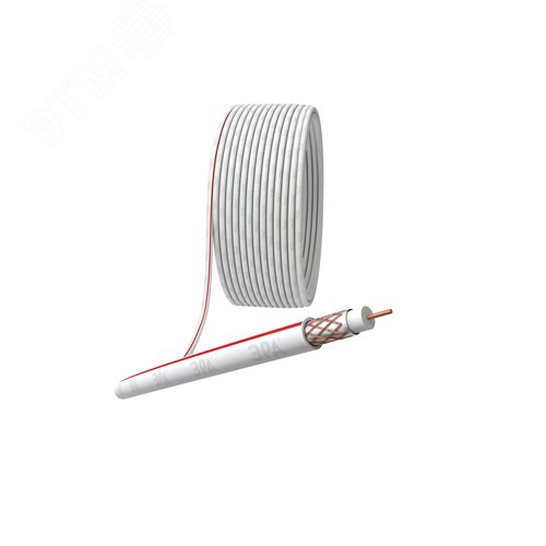 Кабель коаксиальный SAT 50м 75 Ом Cu, оплётка Cu 75% PVC белый 50м S-M-75-PVC50 Б0044620 ЭРА