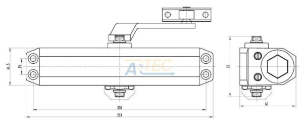 Доводчик дверной ATEC-D206E-Br