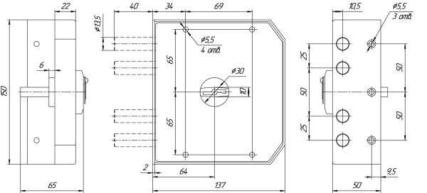 Замок врезной цилиндровый ЗН4 090.0.0 (5 кл.) (эконом) (упак.)