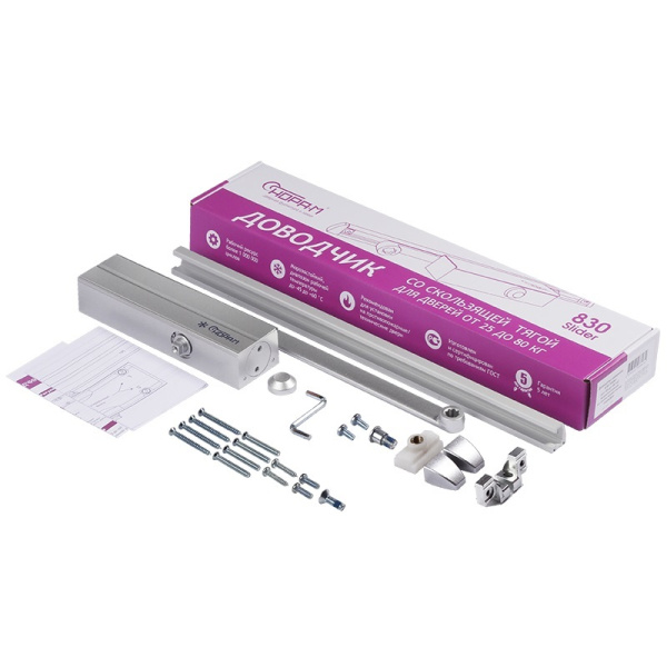 Доводчик дверной Нора-М 830 Slider (серебро)