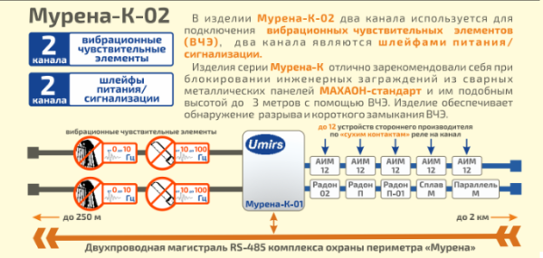 Извещатель охранный вибрационный МУРЕНА-К-02